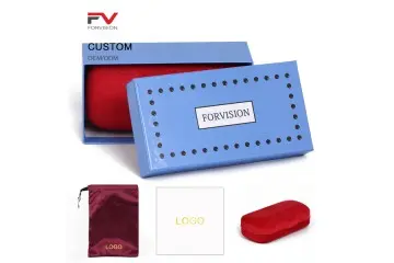 Hard Shell Blue Eyeglasses Case Set