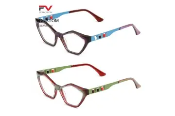Modern Geometric Cat Eye Acetate Eyeglasses Frame