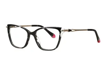 XL6002 Acetate Rim with Geometric Metal Temples Eyeglasses